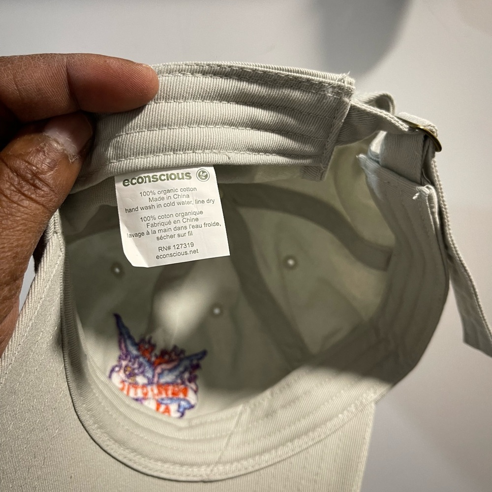 Cream Baseball Cap with Purple & Orange Embroidered Crest 💯Organic Cotton - Picture 3 of 7